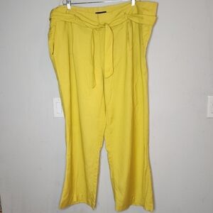 Counterparts Ramie Yellow Belted wideleg pants women's plus size 22W.